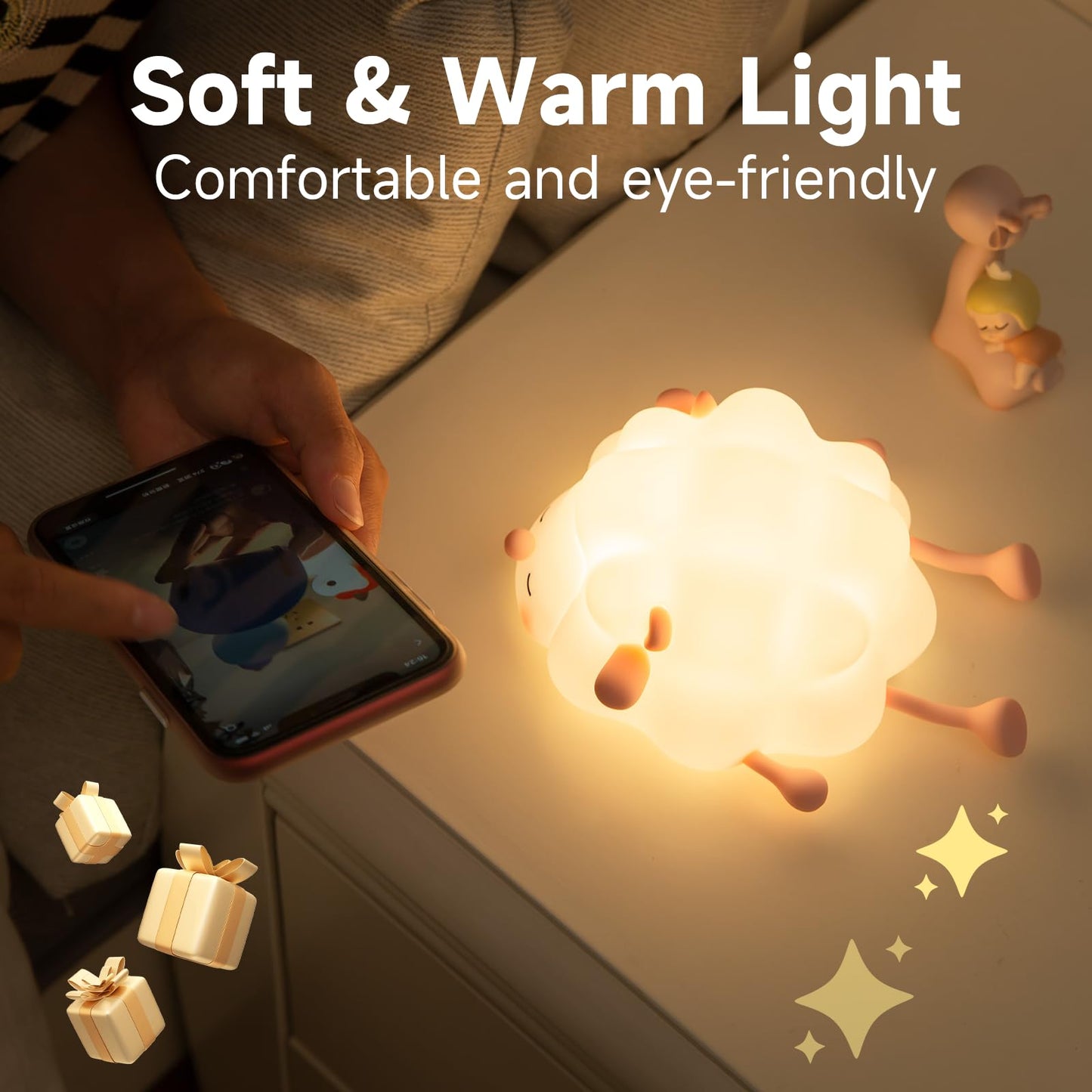 Rechargeable Sheep Night Light for Children - adorable cartoon design for bedroom