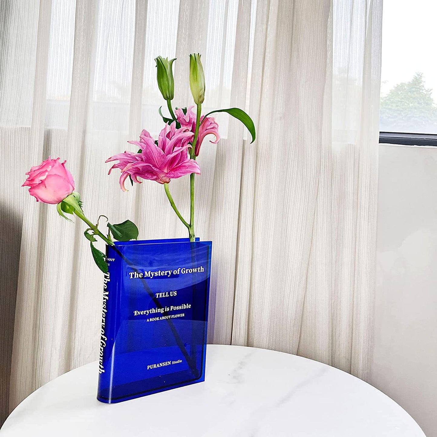 Creative Transparent Flower Vase – Clear Book Style Modern Home Decor Vase