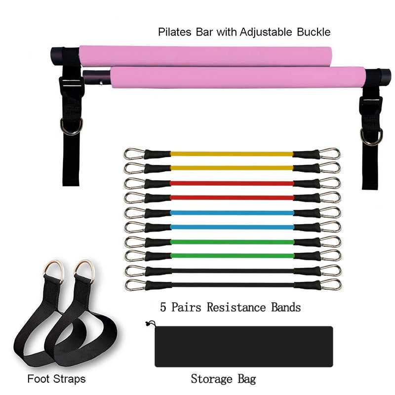 Portable Pilates Bar with Resistance Bands – Home Gym Fitness Equipment