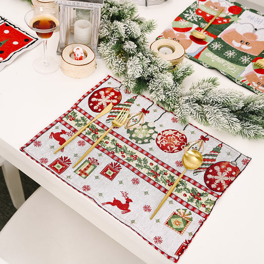 Christmas Dining Table Knitted Placemats – Holiday Home Decor Table Setting Mats