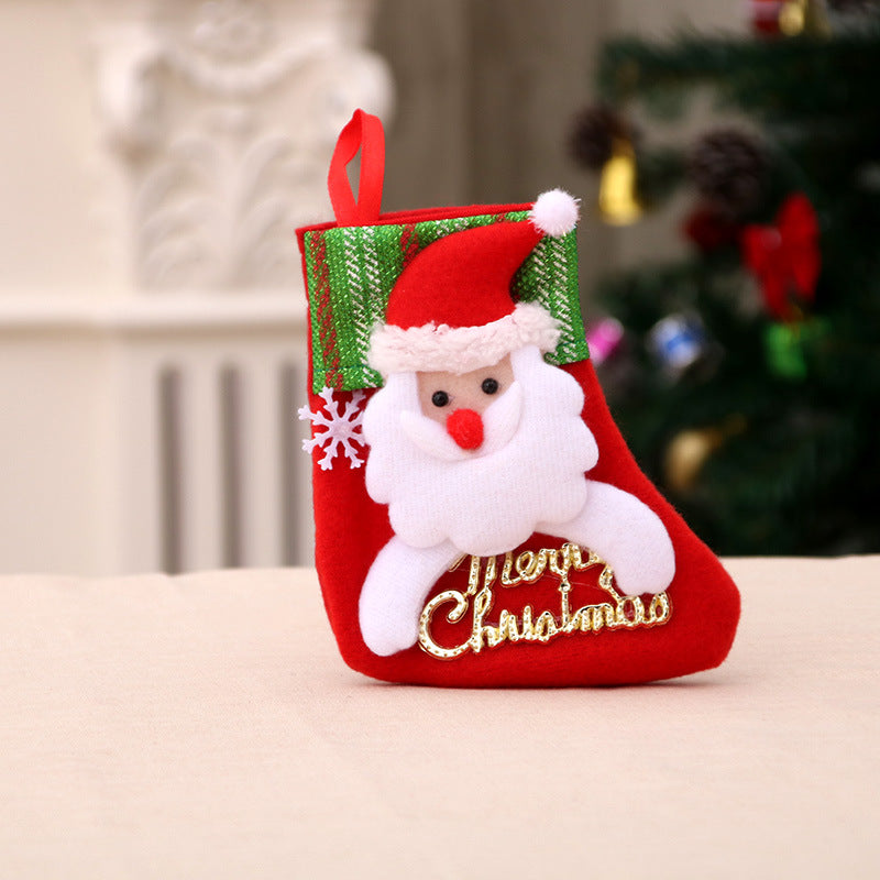 Santa Christmas Socks Hanging Bag – Festive Tree Ornament Gift Storage