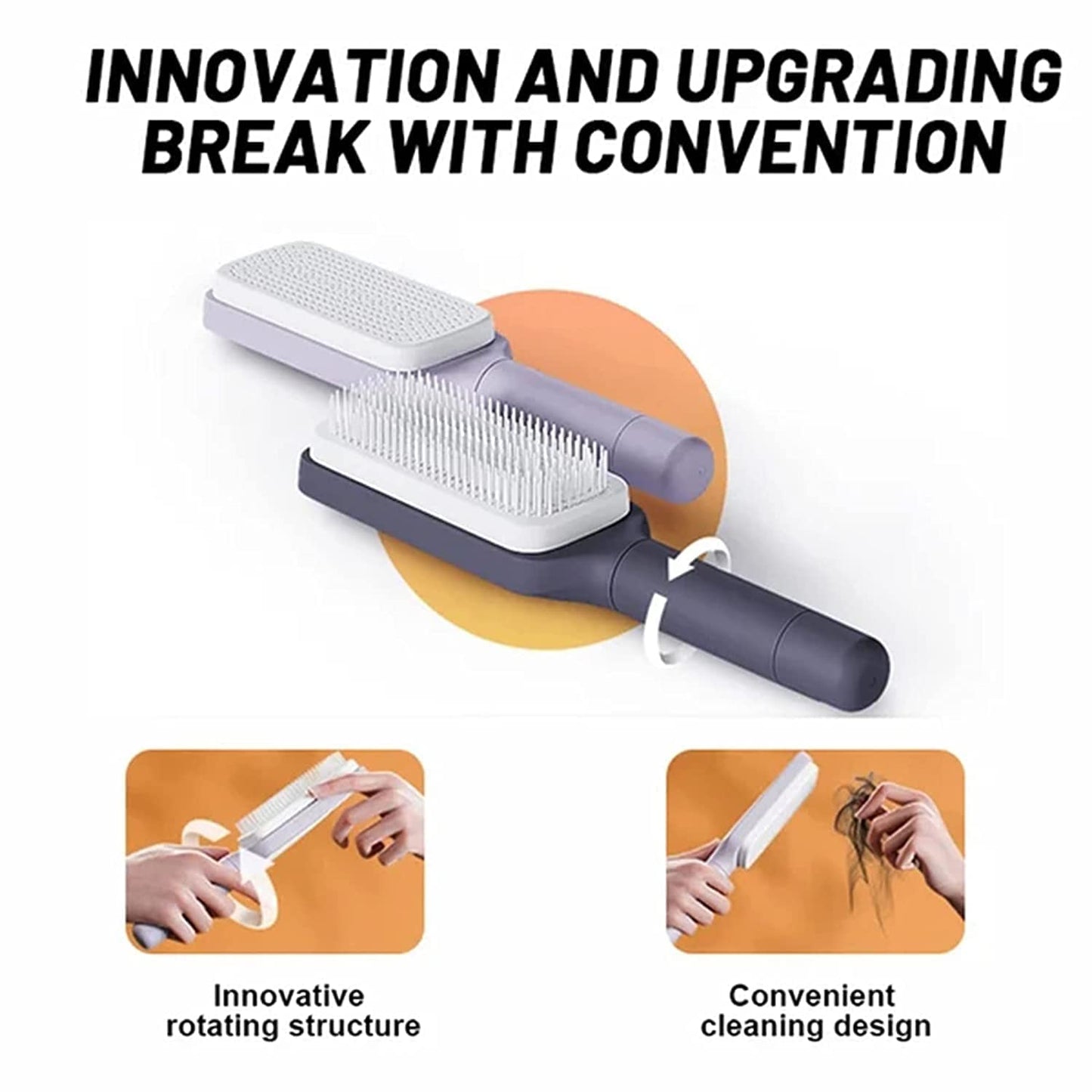 4-in-1 Self Cleaning Hair Brush | Anti-Static Detangling Scalp Massage Comb
