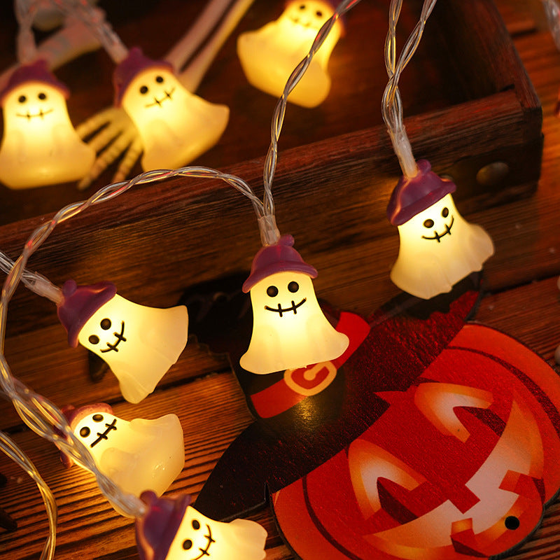 Halloween LED Light Chain – PVC Pumpkin & Ghost Outdoor/Indoor Decor
