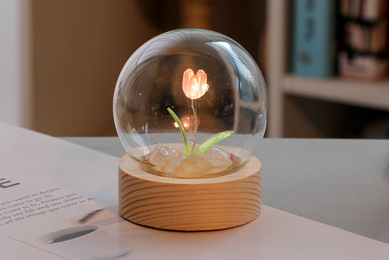 Cute Tulip LED Lamp – Night Light for Bedroom & Desk Decor