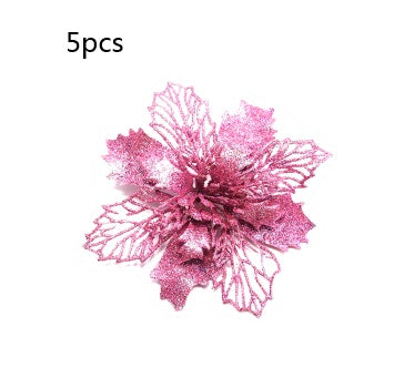 Christmas Glitter Fake Flowers – Festive Tree Decorations for Home & Party Setup