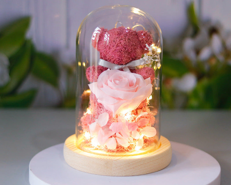 Eternal Rose Teddy Bear Gift Box – Romantic Valentine’s Day Gift for Girlfriend & Women