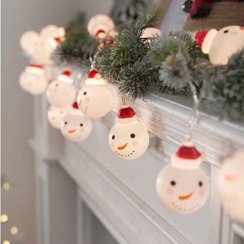 Christmas Snowman String Lights – Warm White LED Fairy Lights