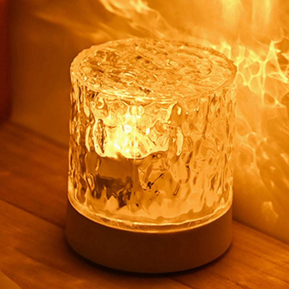 Modern Crystal Ripple Lamp – LED Night Light Projector for Bedroom Mood Lighting