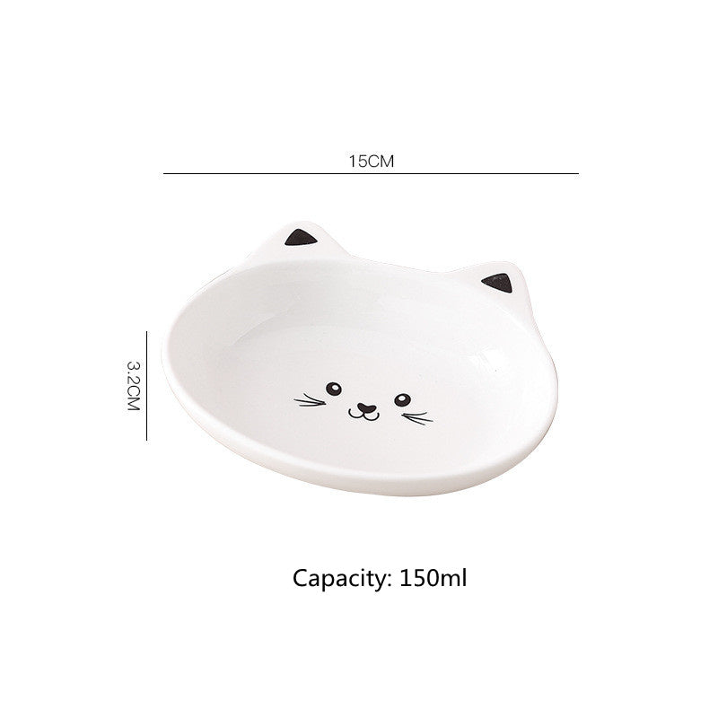 Anti-Slip Ceramic Cat Face Bowl – Cute Pet Food & Water Dish for Cats and Dogs
