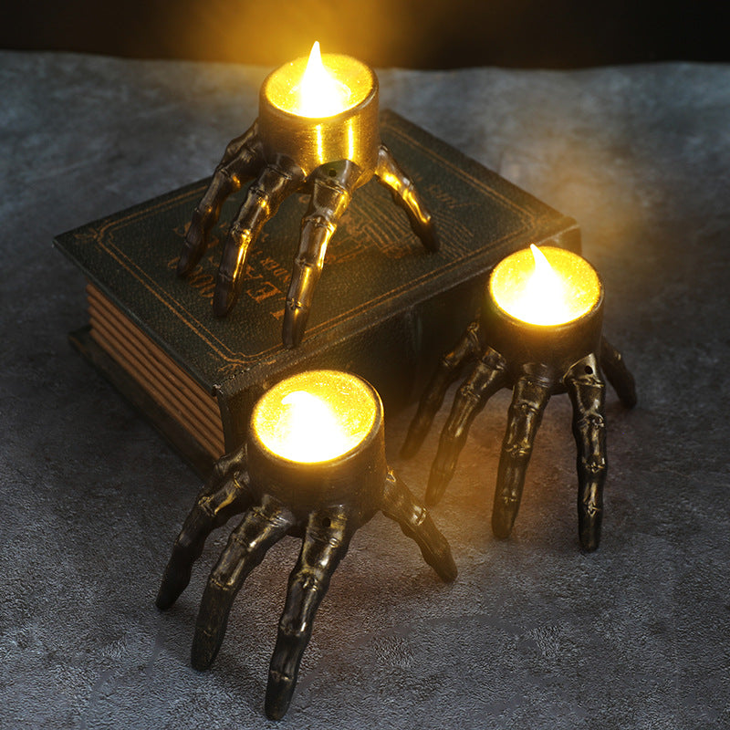 Halloween Candle Lantern Skull Hand Prop – Outdoor Yard Horror Decor Light