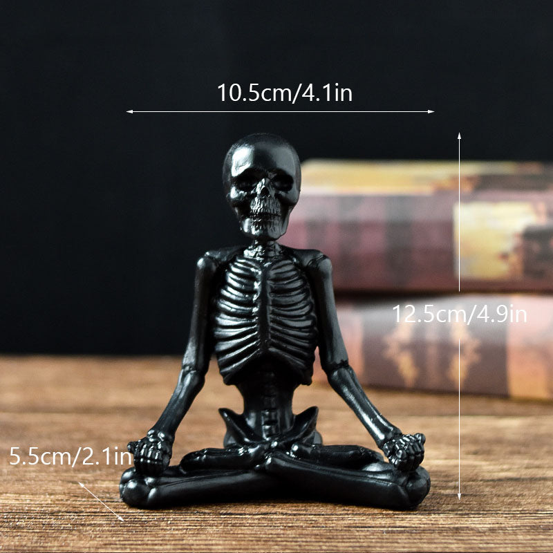 Creepy Skull Skeleton Yoga Resin Figure – Halloween Desktop Horror Decoration