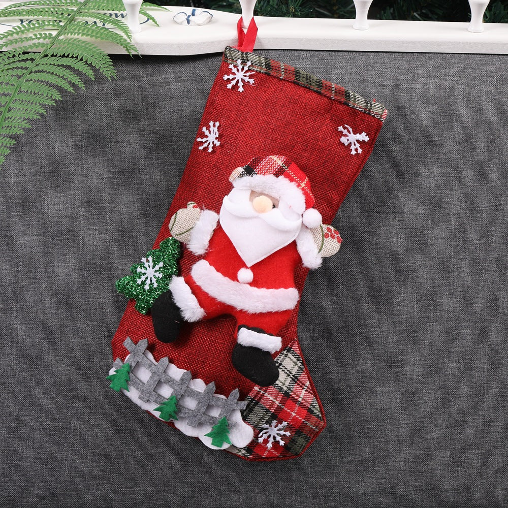 Santa Christmas Socks Hanging Bag – Festive Tree Ornament Gift Storage