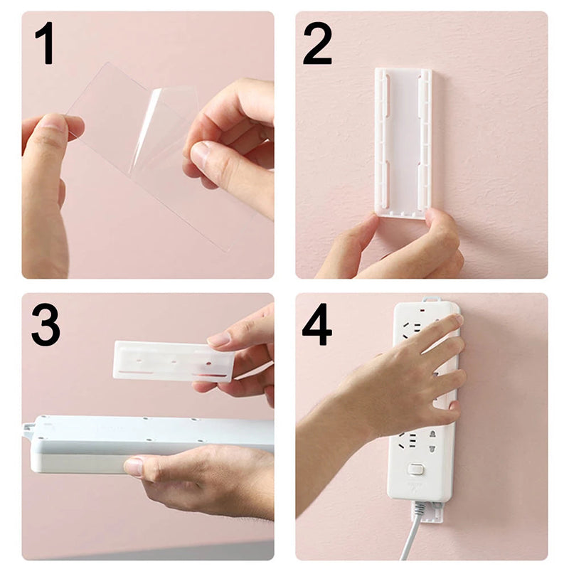 Self Adhesive Power Strip Holder – Wall Socket Organizer Cable Management Storage Rack
