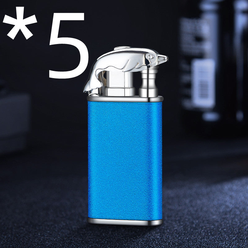 Windproof Jet Flame Torch Lighter – Creative Dolphin Dragon Tiger Double Fire Metal Refillable Lighter
