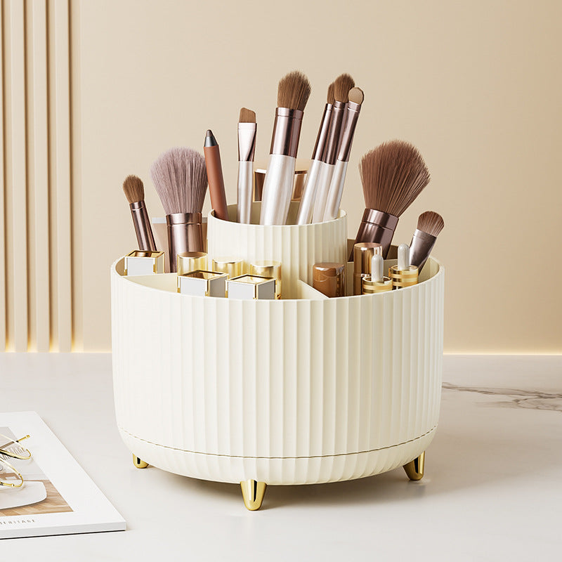 Vanity Makeup Brush Organizer – Desktop Swivel Cosmetic Storage Holder for Makeup Tools