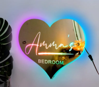 Custom Photo LED Mirror Light – Personalized Wall Decor for Bedroom