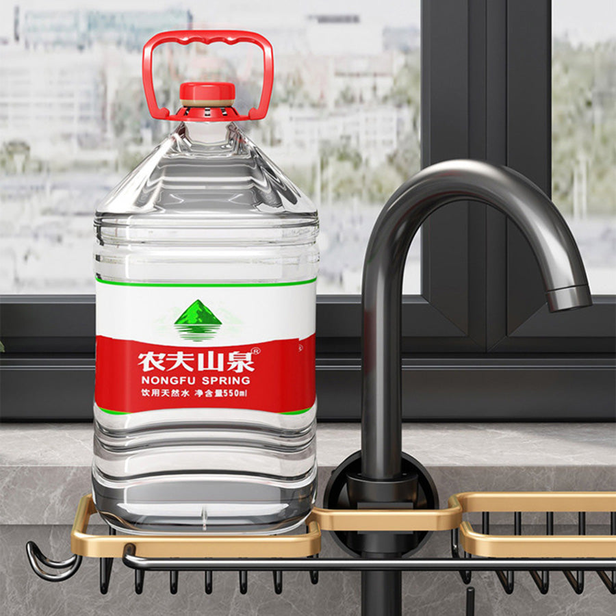 Stainless Steel Kitchen Sink Organizer Rack – Faucet Mounted Drain Basket Storage Solution