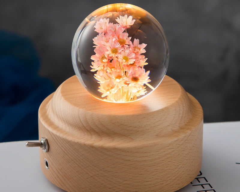 Crystal Ball Flower Night Lamp – LED Ambient Light for Bedroom