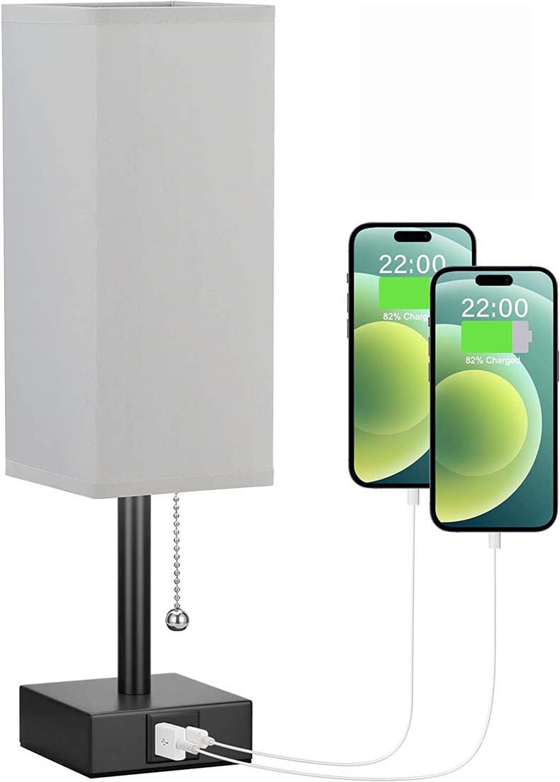 Bedside Table Lamp with 3 Brightness Levels & USB Charging