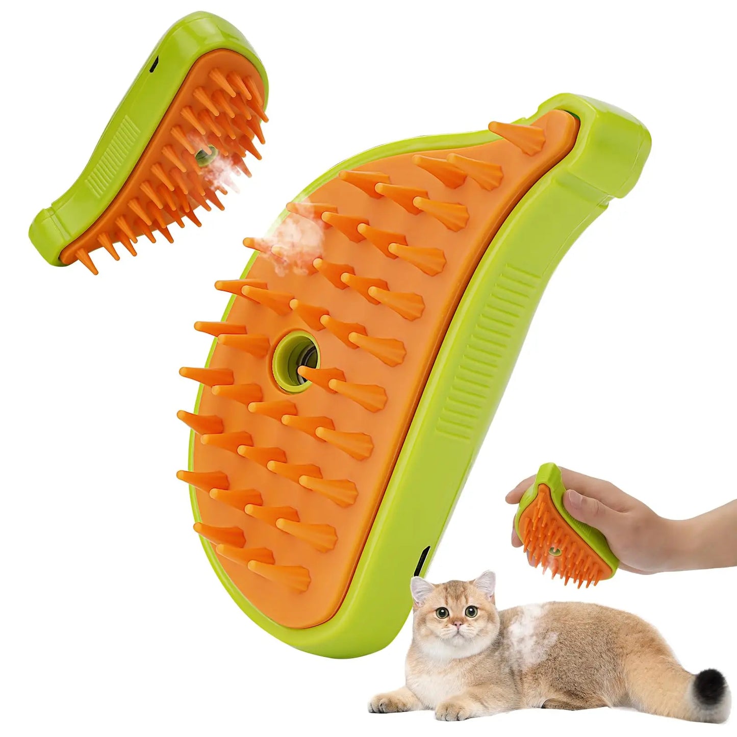 3-in-1 Pet Steam Brush for Dogs & Cats | Steam Spray Grooming Comb