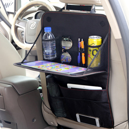 Car Backseat Tray Organizer – Foldable Table & Storage Bag for Travel
