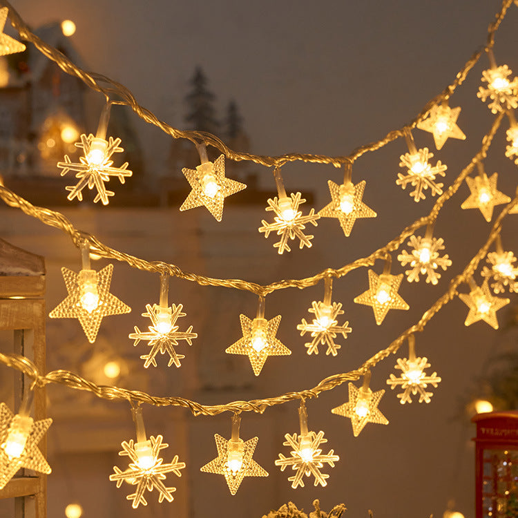 Snowflake String Lights – LED Christmas Fairy Lights for Winter Home Decor