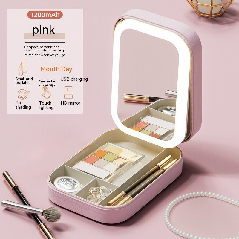 Touch Light Cosmetic Organizer – Portable LED Makeup Storage Box for Travel