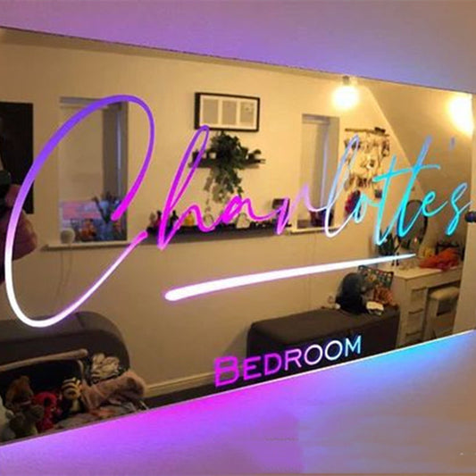 Custom Photo LED Mirror Light – Personalized Wall Decor for Bedroom