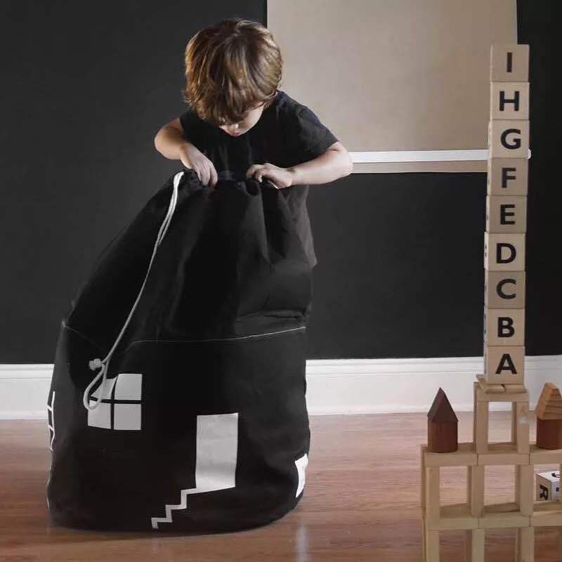 Children Toy Storage Play Mat Foldable Bag | Cute House Design Kids Room Organizer Decor