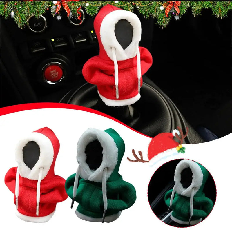 Cute Hoodie Gear Shift Knob Cover – Christmas Car Decoration, Fun Gift for Drivers