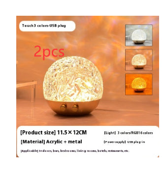Aesthetic Crystal Night Light Projector – Water Ripple Lamp for Cozy Bedroom Ambiance