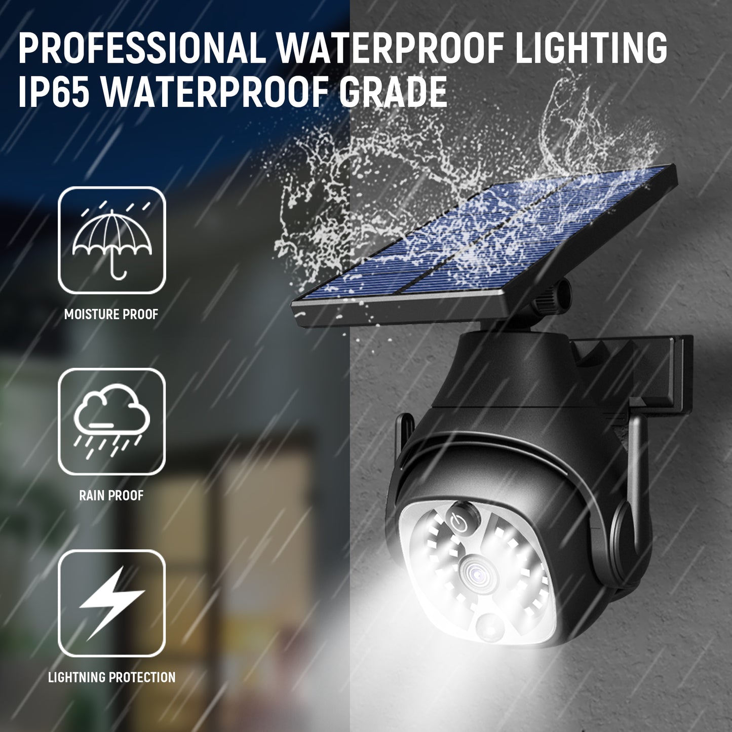 Solar LED Outdoor Wall Light Motion Sensor - Motion-sensor, waterproof, & energy-saving