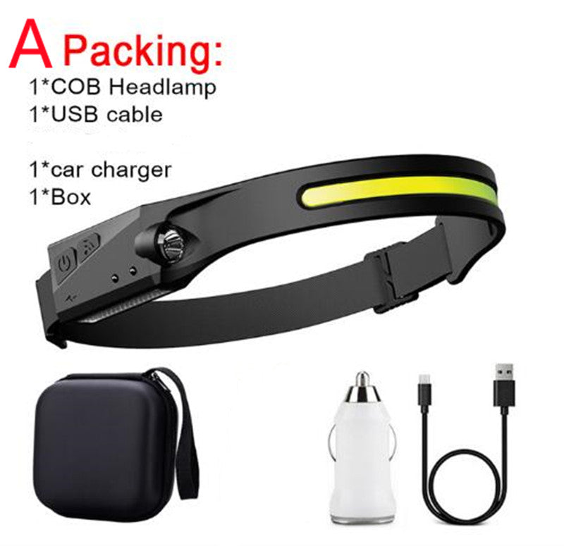 Waterproof COB LED Headlight Flashlight – USB Rechargeable Hands-Free Camping & Hunting Lamp