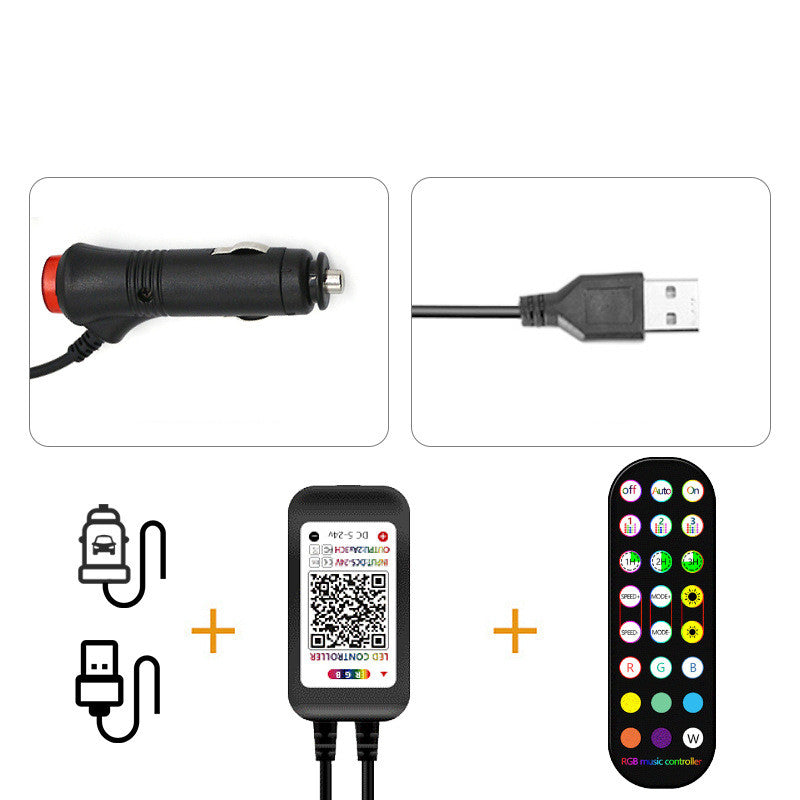 Car LED Ambient Lighting – Waterproof RGB Strip with Remote & Music Sync