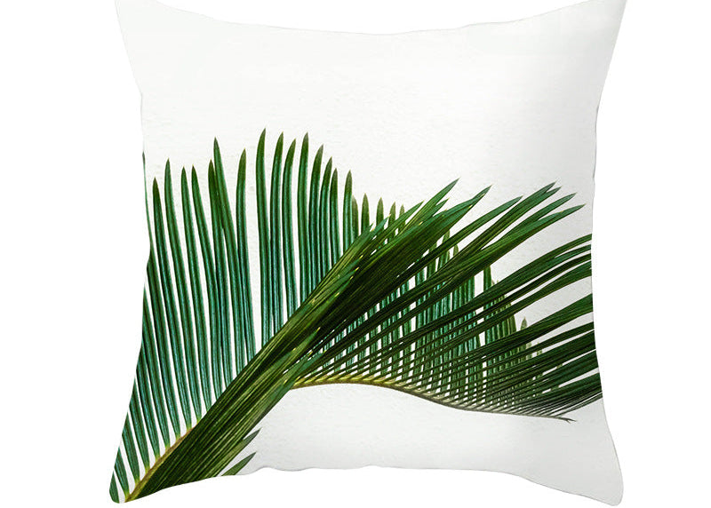 Light Tropical Plants Peach Skin Fleece Pillowcase – Soft Home Decor Cushion Cover