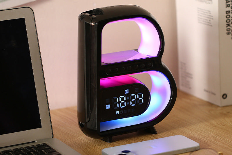 Portable B-Shaped Bluetooth Speaker – Music, Wireless Charger & TF Card Compatible