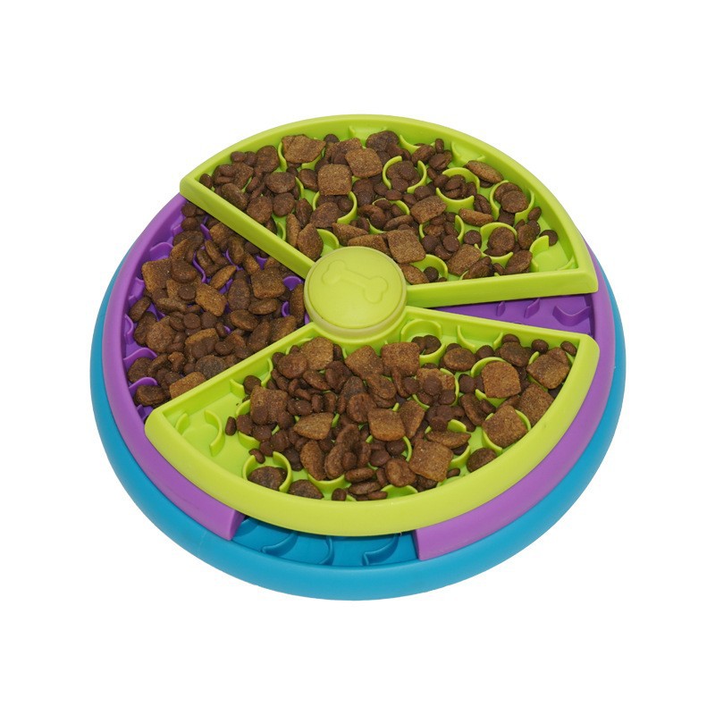 Anti-Choke Cat & Dog Slow Food Bowl – Rotating Puzzle Game Pet Feeder
