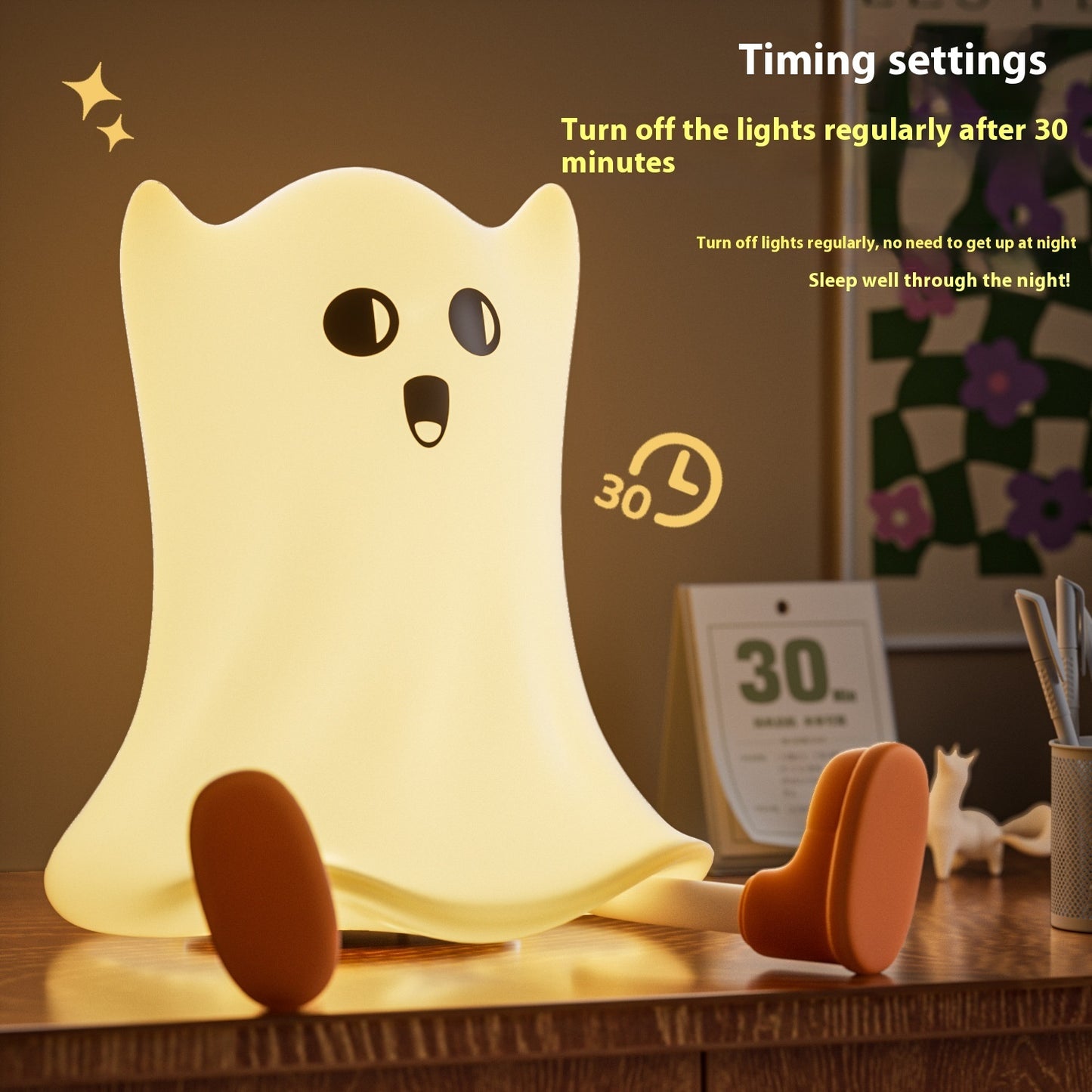 Halloween LED Ghost Lamp – Soft Silicone Night Light for Kids Room & Party Decor