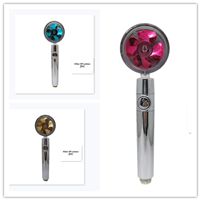 Strong Pressure Shower Head – Turbo Propeller Water Saving Handheld Spray