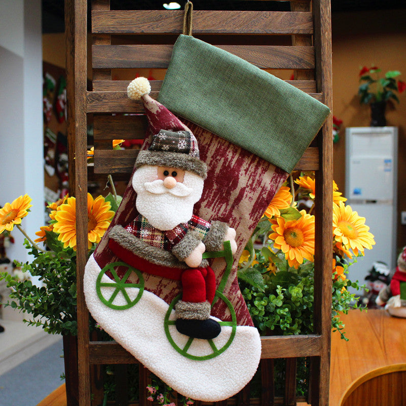 Santa Christmas Socks Hanging Bag – Festive Tree Ornament Gift Storage
