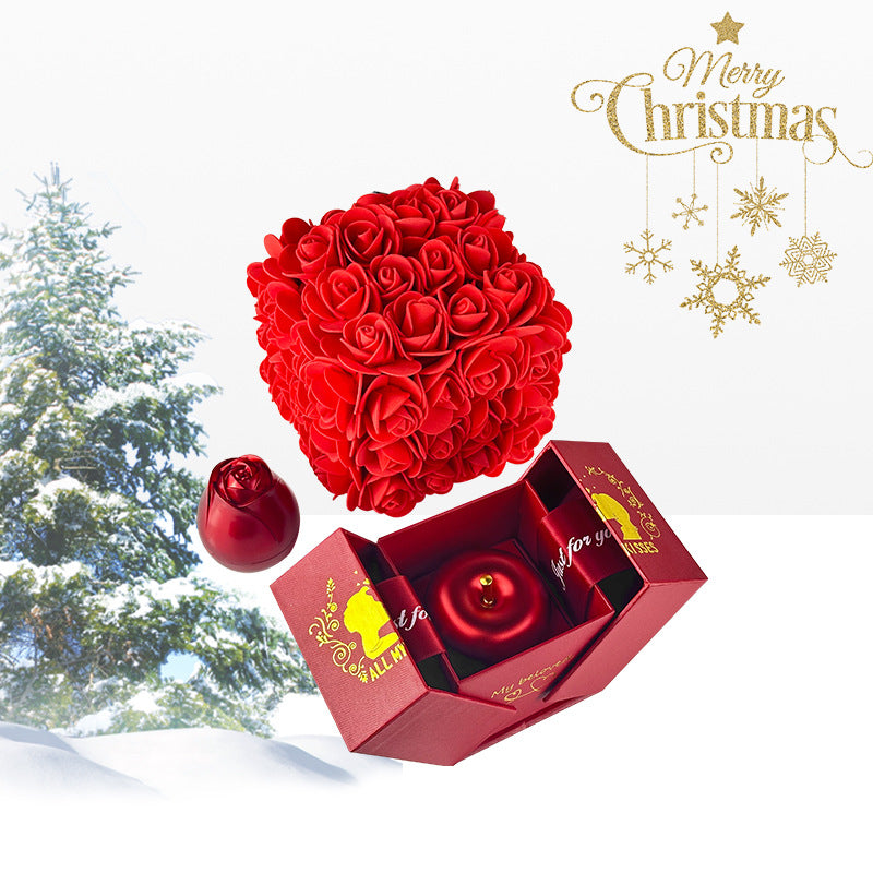 Romantic Valentine’s Gift Set – Soap Rose with Pendant Necklace for Her