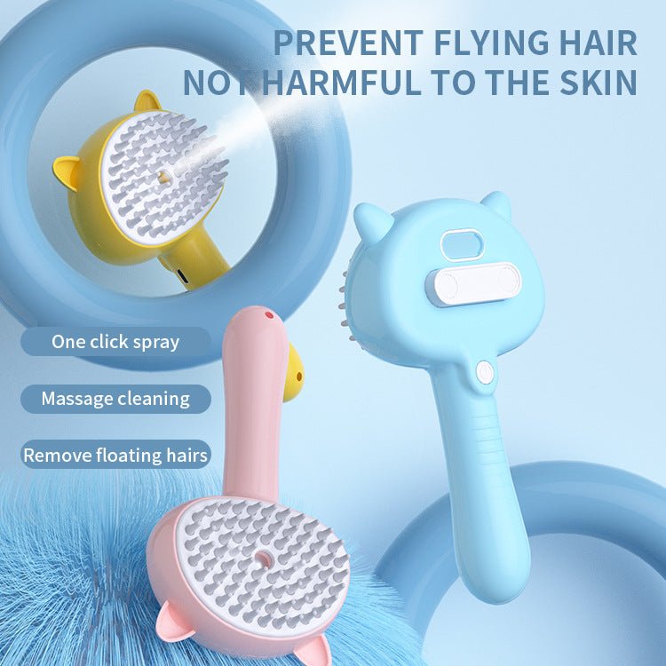 Smart Pet Grooming Brush with Mist – Self Cleaning Dog & Cat Detangling & Deshedding Comb