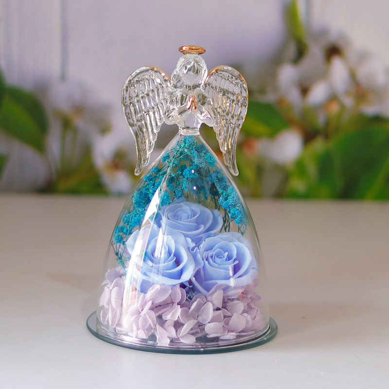 Eternal Rose in Angel Glass Dome for Lasting Love