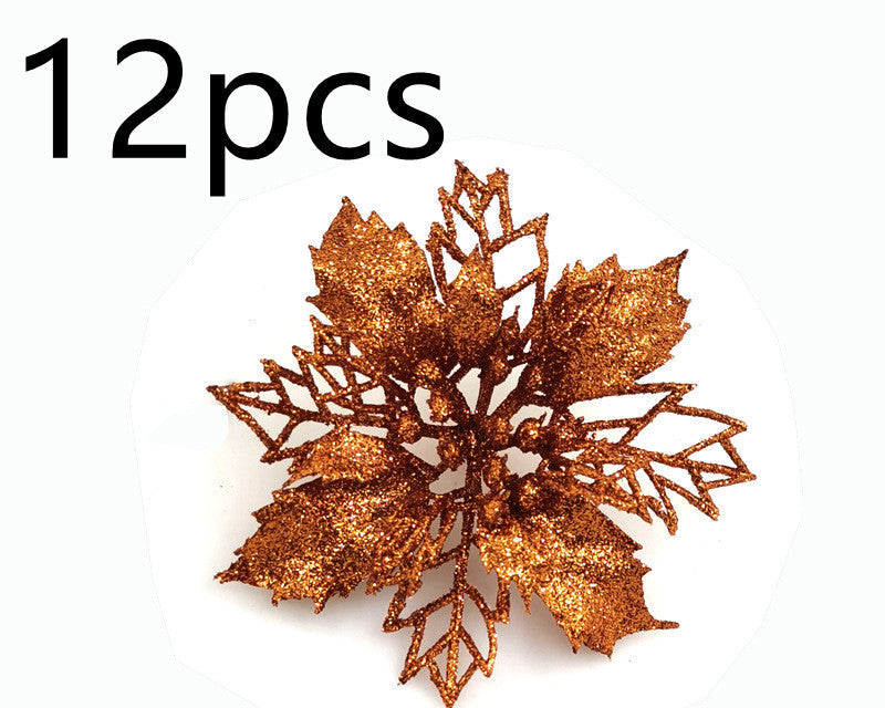 Christmas Glitter Fake Flowers – Festive Tree Decorations for Home & Party Setup