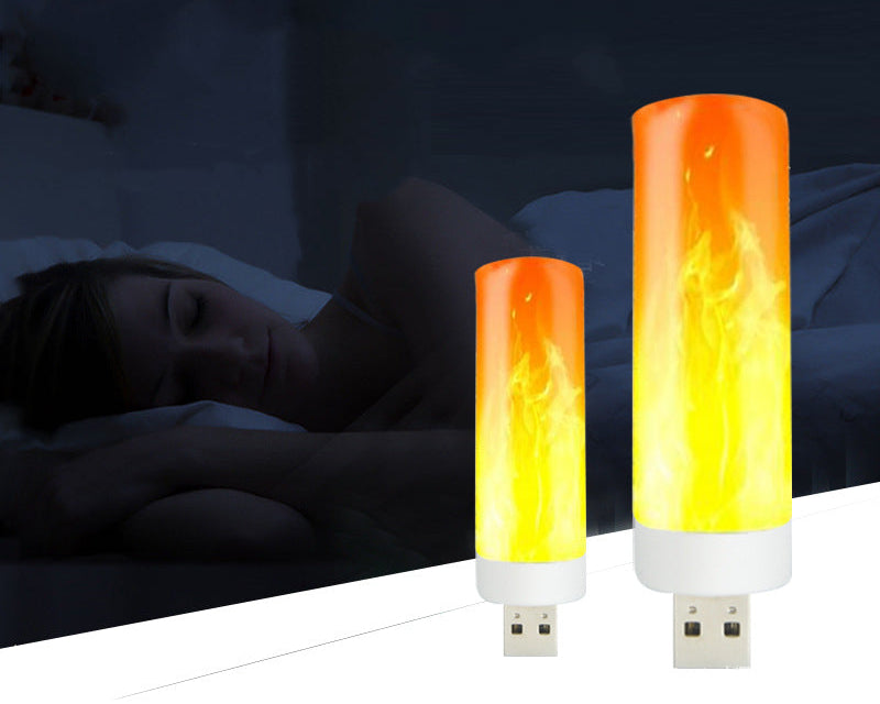 LED Flickering Flame Light USB Lamp – Atmosphere Night Light | Camping & Cozy Room Decor
