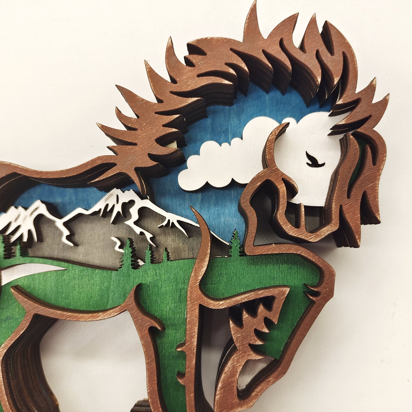 3D Wooden Animal Carving Wall Art – Rustic Cabin Decor, Handmade Christmas Gift Ornament