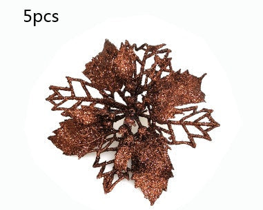 Christmas Glitter Fake Flowers – Festive Tree Decorations for Home & Party Setup