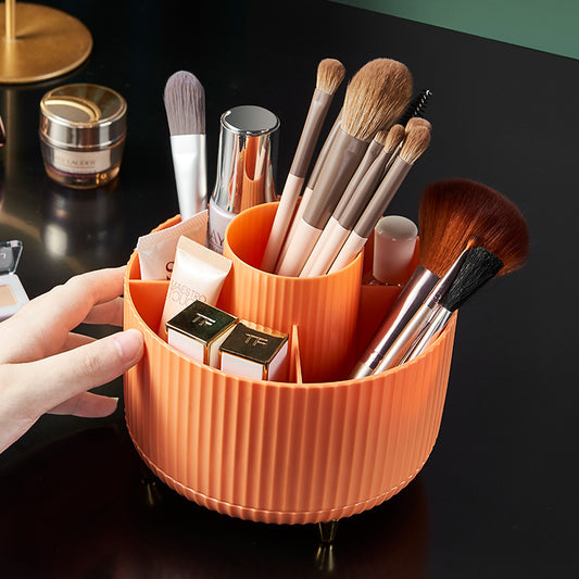 Vanity Makeup Brush Organizer – Desktop Swivel Cosmetic Storage Holder for Makeup Tools